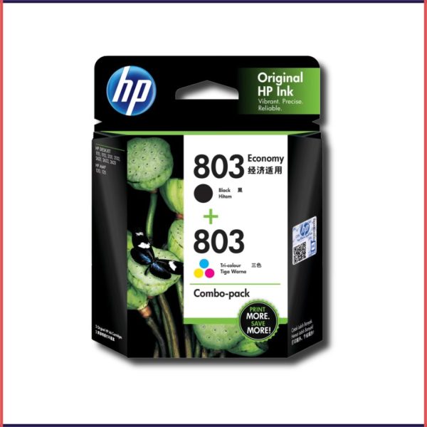 HP 803 2-pack Economy Black/Tri-color Original Ink Cartridge, 3YP93AA