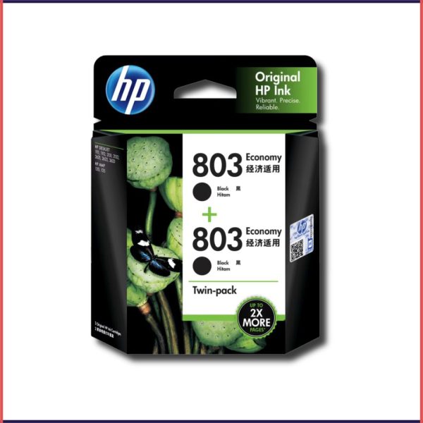 HP 803 2-pack Economy Black Ink Cartridges, 3YP94AA