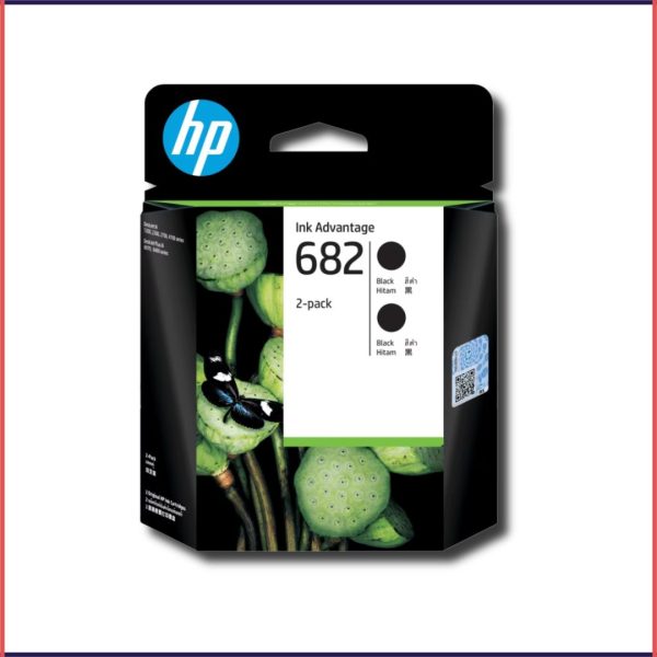 HP 682 2-Pack Black Original Ink Advantage Cartridges, 6ZD31AA