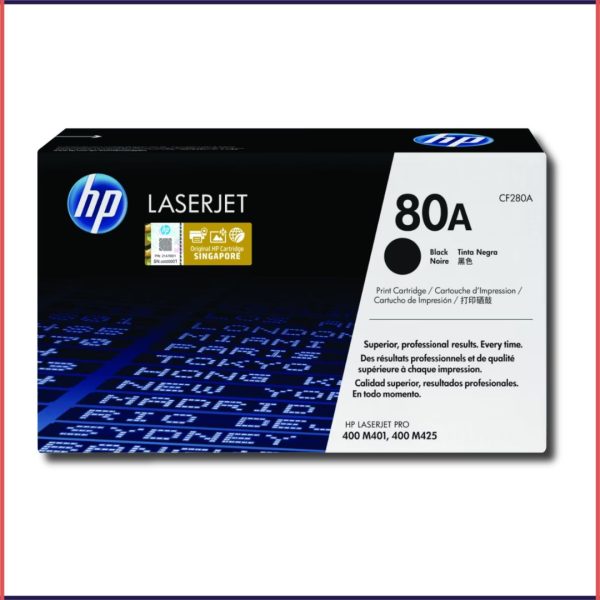 HP 80A Black Original LaserJet Toner Cartridge, CF280A