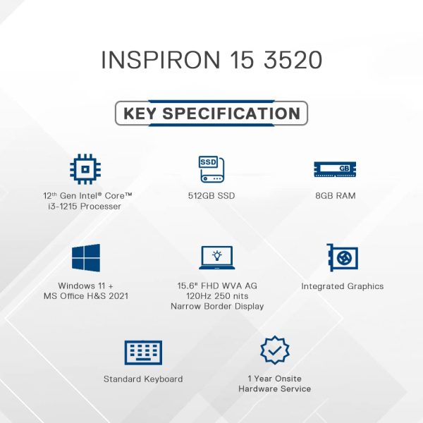 Dell Inspiron 3520 Laptop, D560896WIN9B - Image 2