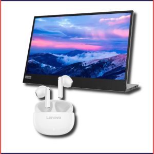 Product Images Nimbus Website - 2025-12-16T162318.385 Lenovo L15 39.62cms (15.6) mobile Monitor + E310 True Wireless Stereo Earbuds standalone-white