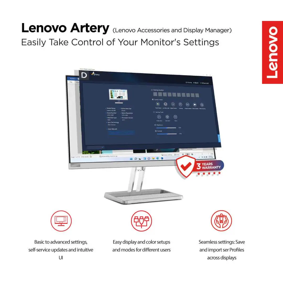 Lenovo L24i-4A 60.45cms (23.8) Monitor + Lenovo 300 FHD WebCam - Image 10