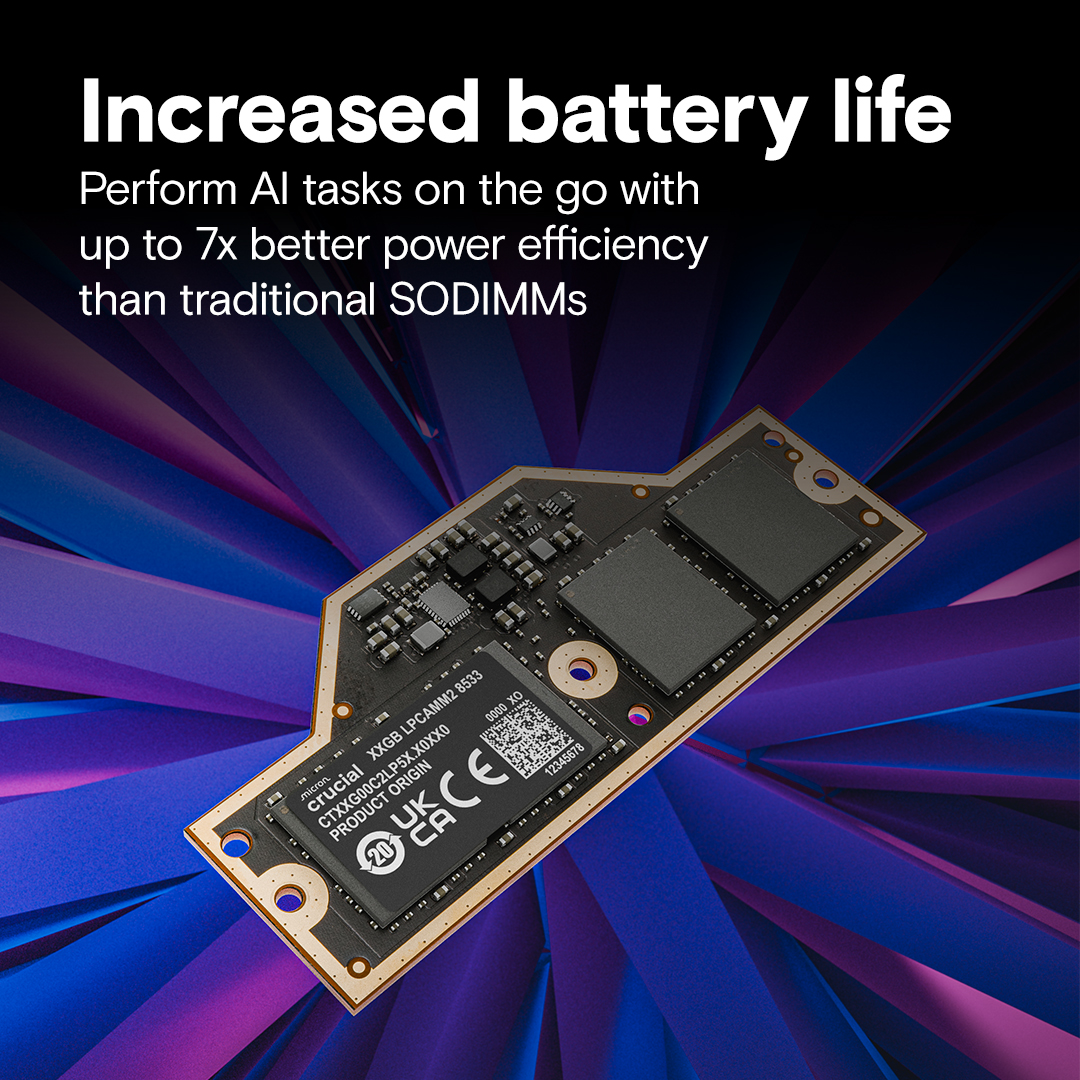 Crucial 32GB LPCAMM2 LPDDR5X- 7500 memory - Image 2