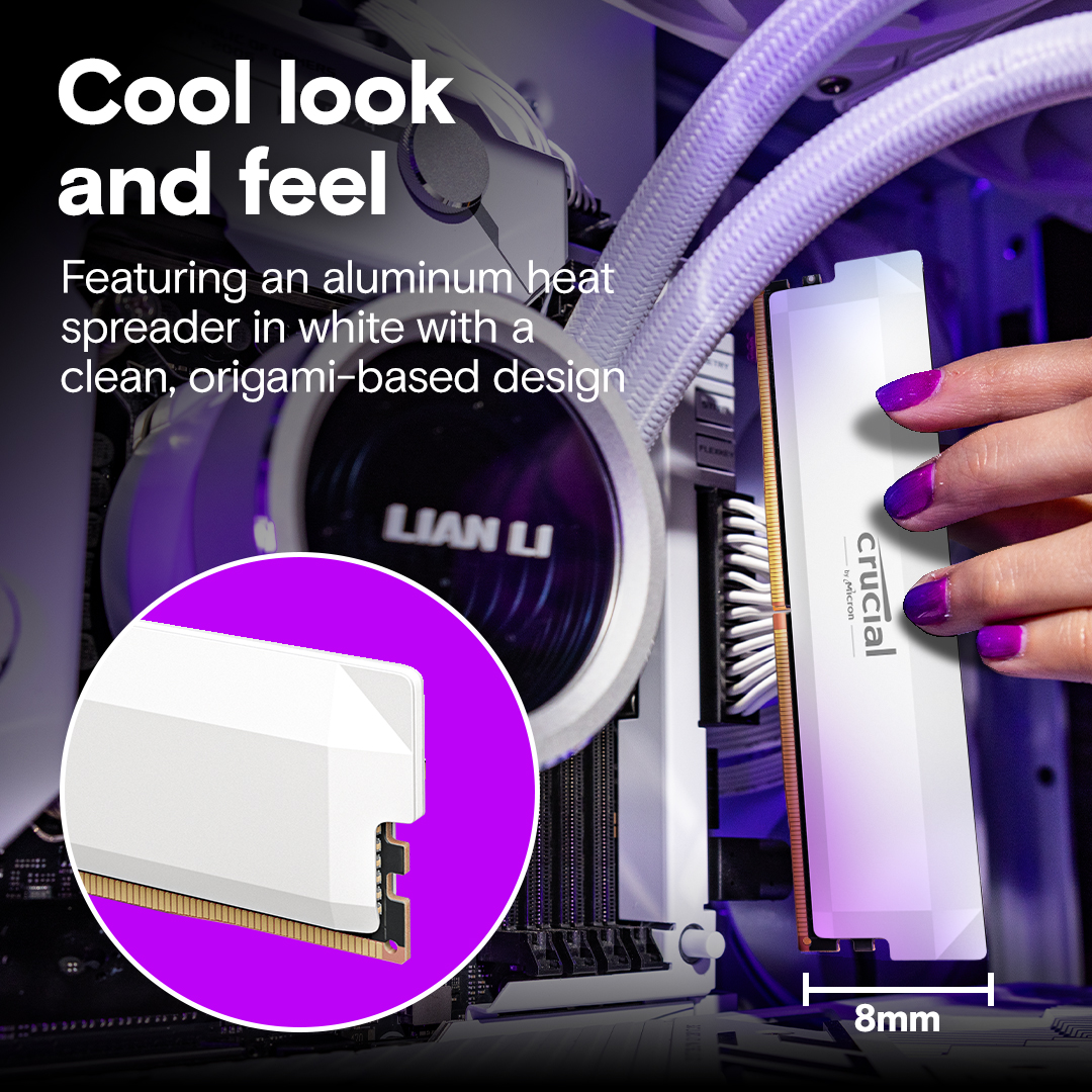 Crucial Pro DDR5-6400 32GB UDIMM: OC Gaming Memory White - Image 3