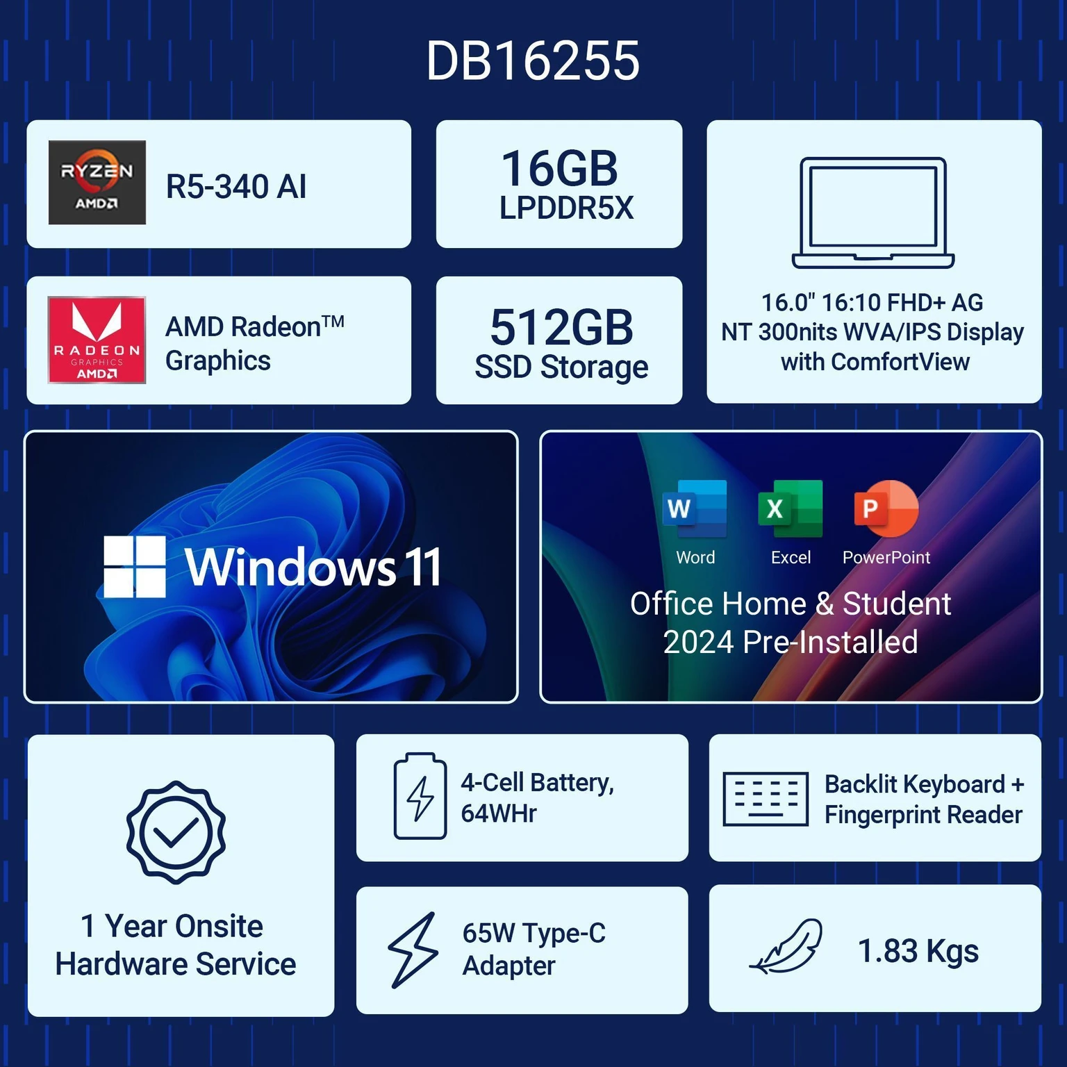 Dell Inspiron DB16255 Laptop, ODB1625550801RINU1 Dell Inspiron DB16255 Laptop, ODB1625550801RINU1 - Image 3